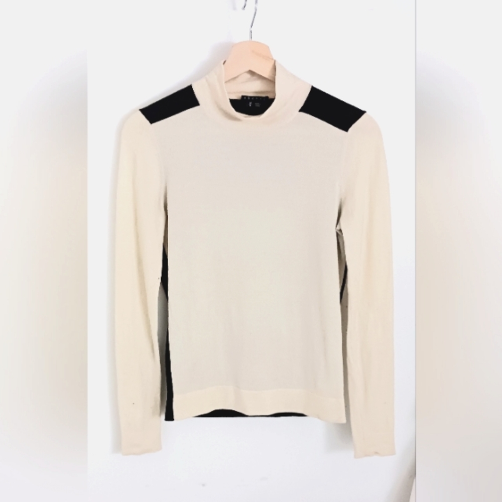 Theory color block mock neck sweater